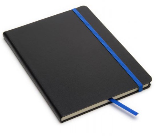 cuaderno A5 negro con cinta